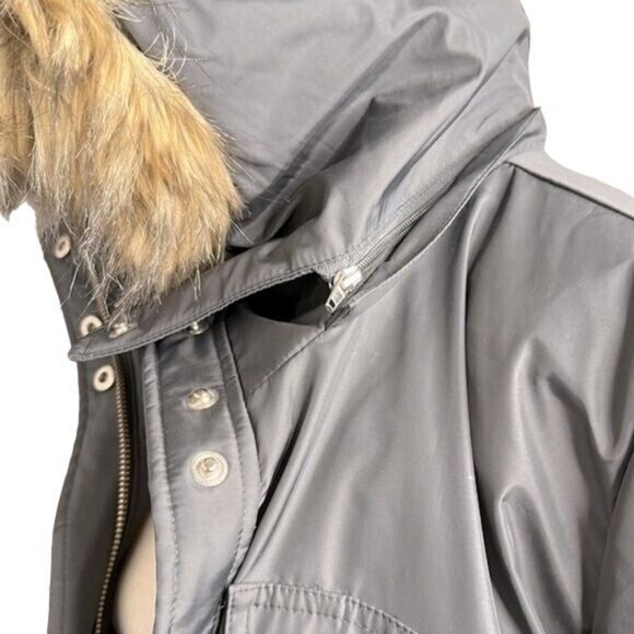 Michael Michael Kors Coat Winter Mid Length Gray Waterproof Hood Faux Fur Large - Picture 5 of 12